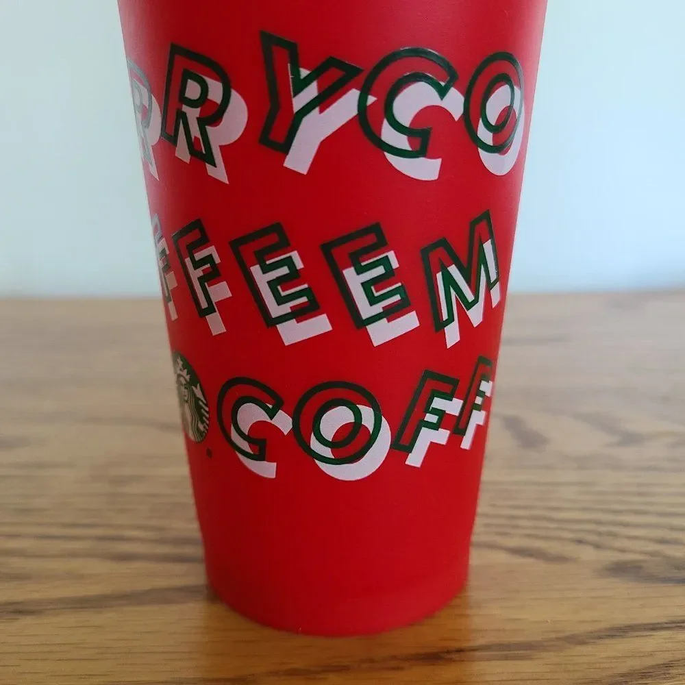 2013 Holiday Christmas Starbucks Red Plastic Collectible Reusable Cup Mug W/Lid